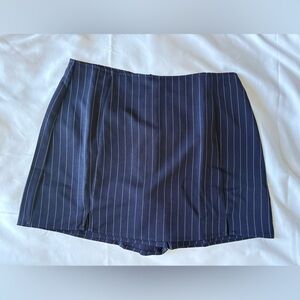Cider Skort Navy Blue Pinstripe Office Siren